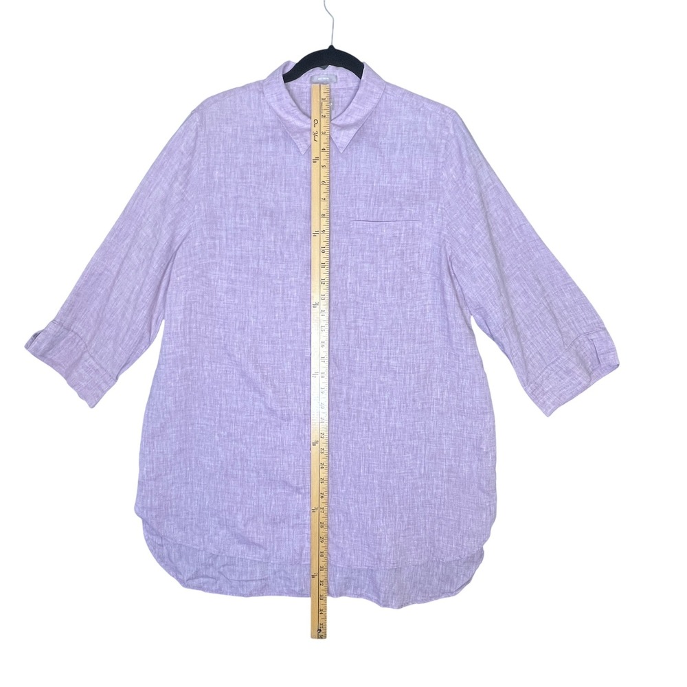 Chicos Linen Button Down Tunic Women 2.5 US 14 Lavender Purple No Iron Lagenlook - Picture 6 of 8